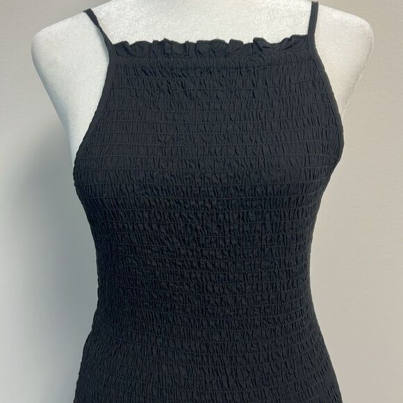 Free People Lyla Smocked Bodycon Mini Dress Black S NWT - Picture 3 of 6